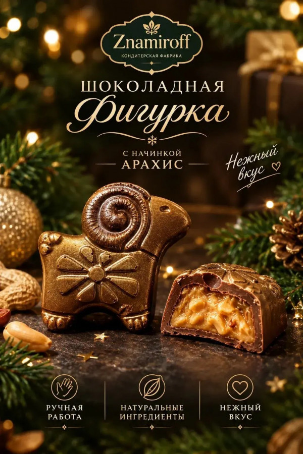 №1 Шоколад фигурный "Баран-таран" молочный шоколад с арахисовой начинкой (блок 5шт по 70г) в Южноуральске